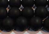 CAG6014 15.5 inches 12mm round matte black agate beads