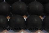 CAG6015 15.5 inches 14mm round matte black agate beads