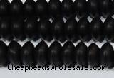 CAG6021 15.5 inches 4*8mm rondelle matte black agate beads