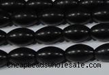 CAG6024 15.5 inches 6*9mm rice matte black agate beads