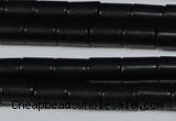 CAG6031 15.5 inches 6*8mm tube matte black agate beads