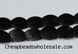 CAG6040 15.5 inches 5*8mm twisted rice matte black agate beads