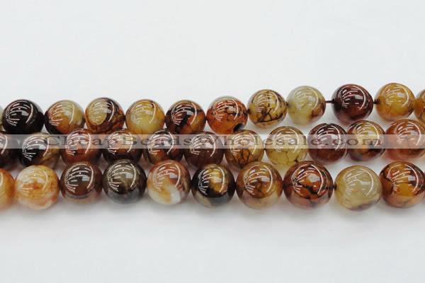 CAG6052 15.5 inches 22mm round dragon veins agate beads