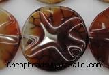 CAG6056 15.5 inches 30mm wavy coin dragon veins agate beads