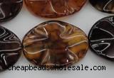 CAG6060 15.5 inches 18*25mm wavy oval dragon veins agate beads