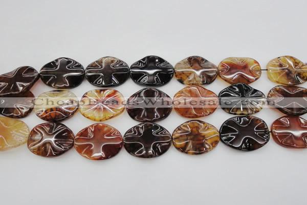 CAG6060 15.5 inches 18*25mm wavy oval dragon veins agate beads