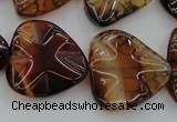 CAG6075 15.5 inches 20mm wavy triangle dragon veins agate beads