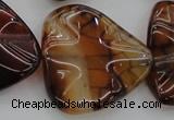 CAG6077 15.5 inches 40mm wavy triangle dragon veins agate beads