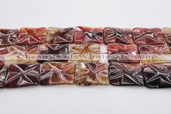 CAG6087 15.5 inches 40*40mm wavy square dragon veins agate beads