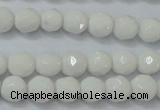 CAG6100 15.5 inches 4mm faceted round white agate gemstone beads