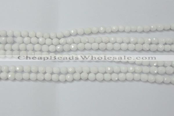 CAG6100 15.5 inches 4mm faceted round white agate gemstone beads