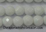 CAG6101 15.5 inches 6mm faceted round white agate gemstone beads