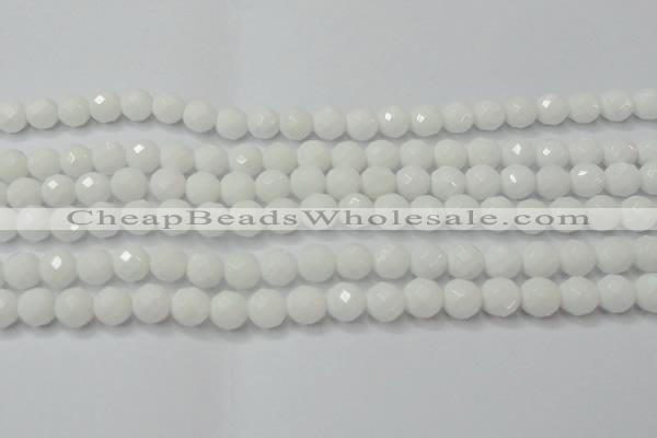 CAG6101 15.5 inches 6mm faceted round white agate gemstone beads