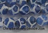 CAG6120 15 inches 8mm faceted round tibetan agate gemstone beads