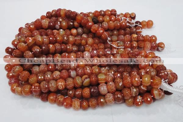 CAG613 15.5 inches 10*14mm faceted rondelle natural fire agate beads