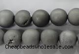 CAG6224 15 inches 12mm round plated druzy agate beads wholesale