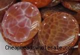 CAG634 15.5 inches 40mm coin natural fire agate beads wholesale