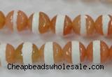 CAG6352 15 inches 12mm faceted round tibetan agate gemstone beads