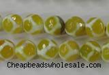 CAG6370 15 inches 8mm faceted round tibetan agate gemstone beads