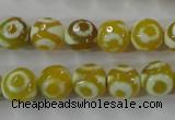 CAG6387 15 inches 8mm faceted round tibetan agate gemstone beads