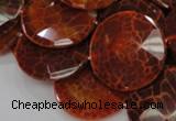 CAG641 15.5 inches 35mm faceted coin natural fire agate beads