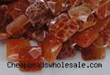 CAG649 15.5 inches 10*10mm faceted square natural fire agate beads