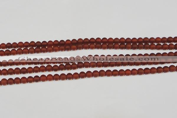 CAG6551 15.5 inches 5mm round matte red agate beads wholesale