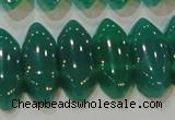 CAG6640 15.5 inches 8*20mm marquise double drilled green agate beads