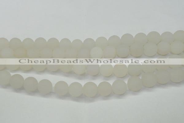 CAG6681 15 inches 10mm round white pilates agate beads