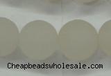 CAG6683 15 inches 14mm round white pilates agate beads