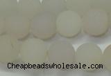 CAG6687 15 inches 8mm round white pilates agate beads