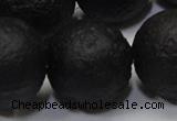 CAG6746 15 inches 20mm round black pilates agate beads