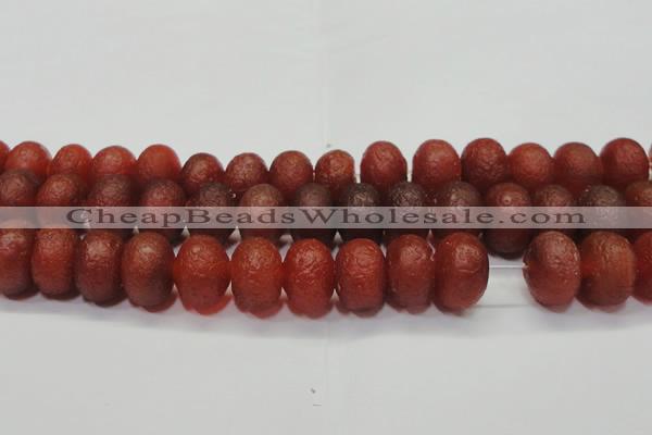 CAG6750 15 inches 10*14mm rondelle red pilates agate beads