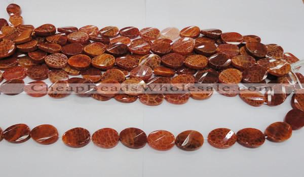 CAG677 15.5 inches 13*18mm twisted oval natural fire agate beads