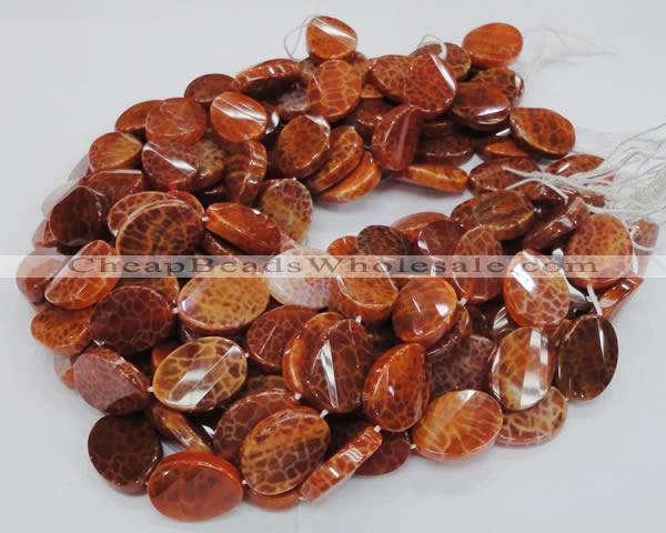 CAG678 15.5 inches 18*25mm twisted oval natural fire agate beads