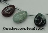 CAG6840 Top drilled 12*16mm flat teardrop Indian agate beads