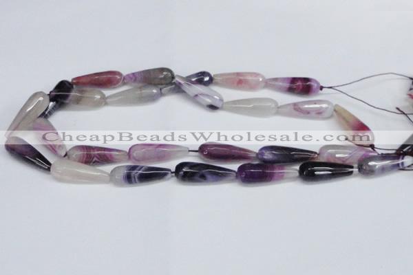 CAG6892 15.5 inches 10*30mm faceted teardrop line agate beads