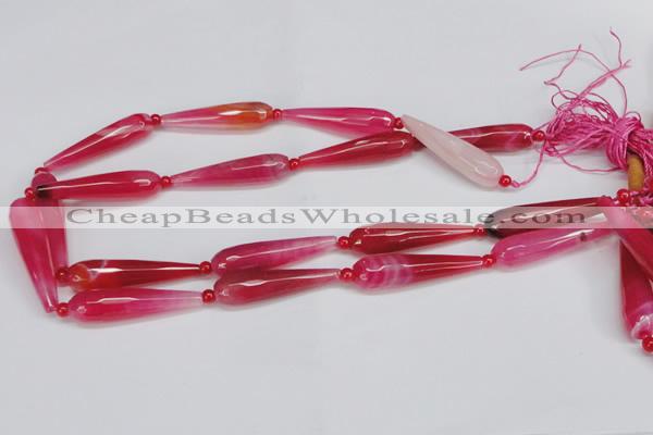 CAG6903 15.5 inches 10*40mm faceted teardrop line agate beads