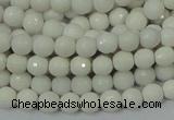 CAG710 15.5 inches 6mm faceted round white agate gemstone beads