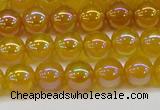 CAG7121 15.5 inches 6mm round AB-color yellow agate gemstone beads