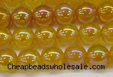 CAG7122 15.5 inches 8mm round AB-color yellow agate gemstone beads