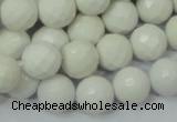 CAG713 15.5 inches 12mm faceted round white agate gemstone beads