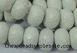 CAG716 15.5 inches 12*18mm faceted rondelle white agate gemstone beads