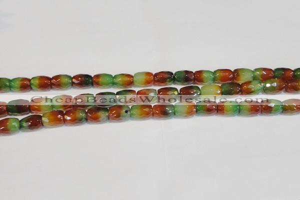 CAG7178 15.5 inches 8*12mm faceted drum rainbow agate gemstone beads