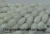 CAG720 15.5 inches 6*8mm faceted rice white agate gemstone beads