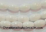 CAG7201 15.5 inches 6*9mm rice white agate gemstone beads