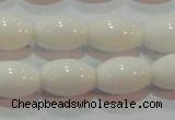 CAG7202 15.5 inches 8*12mm rice white agate gemstone beads