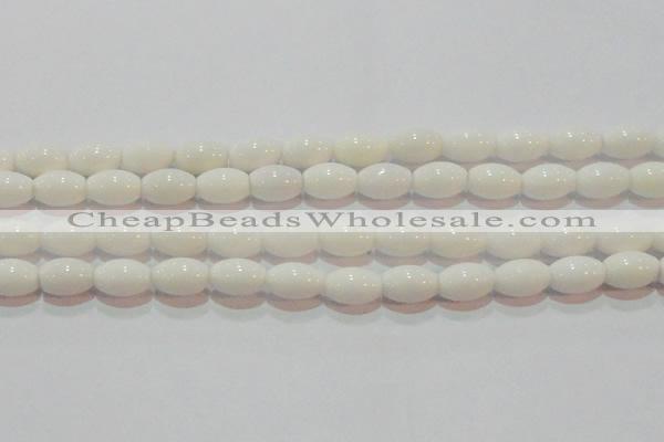 CAG7202 15.5 inches 8*12mm rice white agate gemstone beads