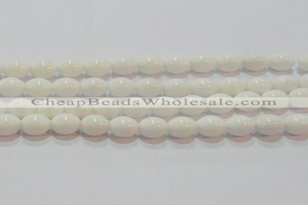 CAG7203 15.5 inches 10*14mm rice white agate gemstone beads