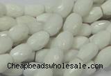 CAG721 15.5 inches 8*10mm faceted rice white agate gemstone beads